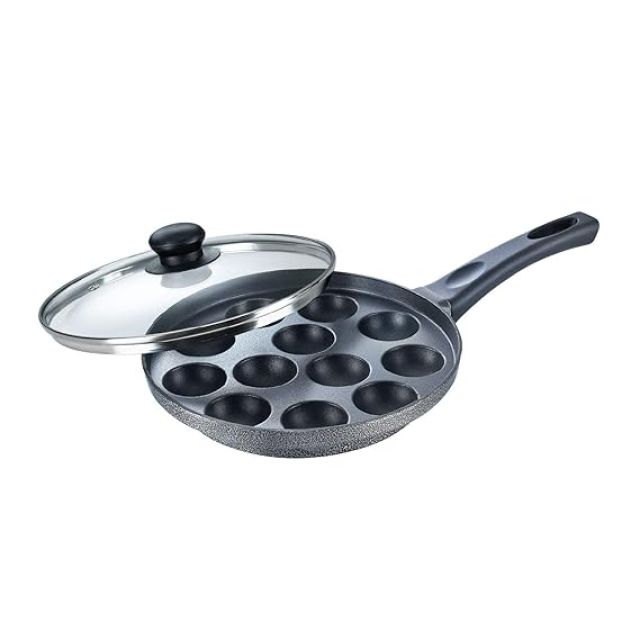 Prestige Omega Select Plus Non-Stick Paniyarakkal with Glass lid (Appe Maker)|12 pits| 24cm